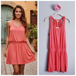 Soft‎ Joie Coral Pink Bailee Blouson Tank Dress